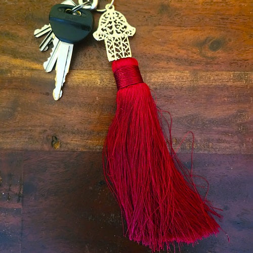 Silk Hand of Fatima Keyring.