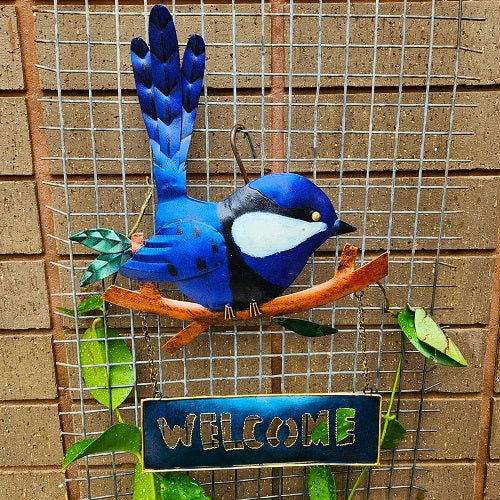 Welcome Sign Blue Wren