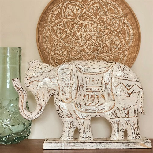 Elephant Plaque Whitewash